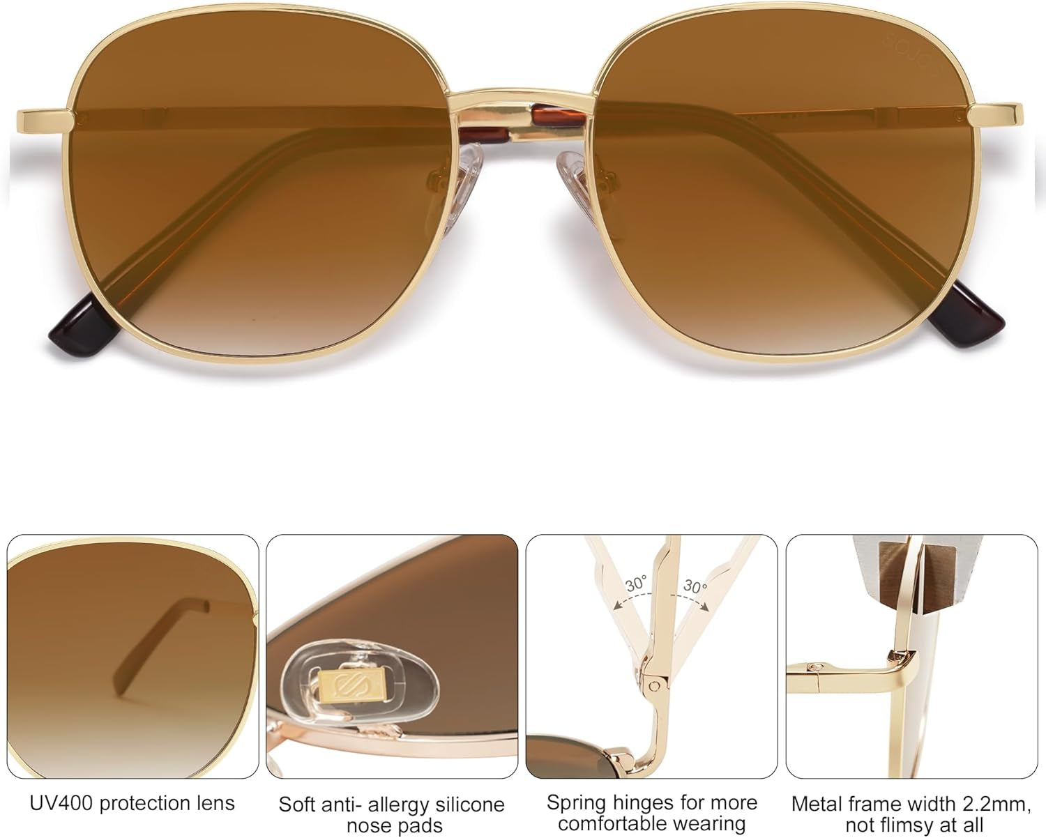 Classic Square Sunglasses Gold Gradient