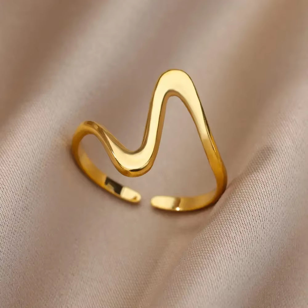 Heart Stainless Steel Gold Wedding Ring
