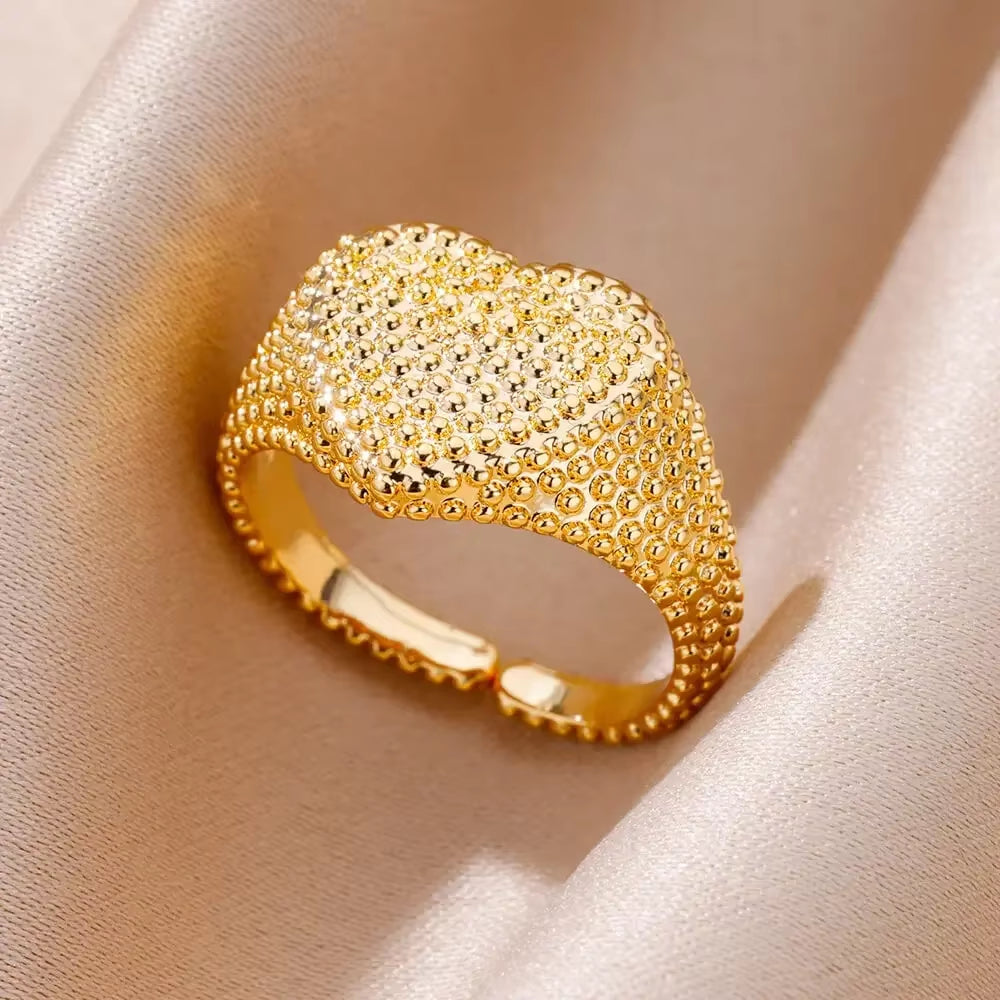 Heart Stainless Steel Gold Wedding Ring