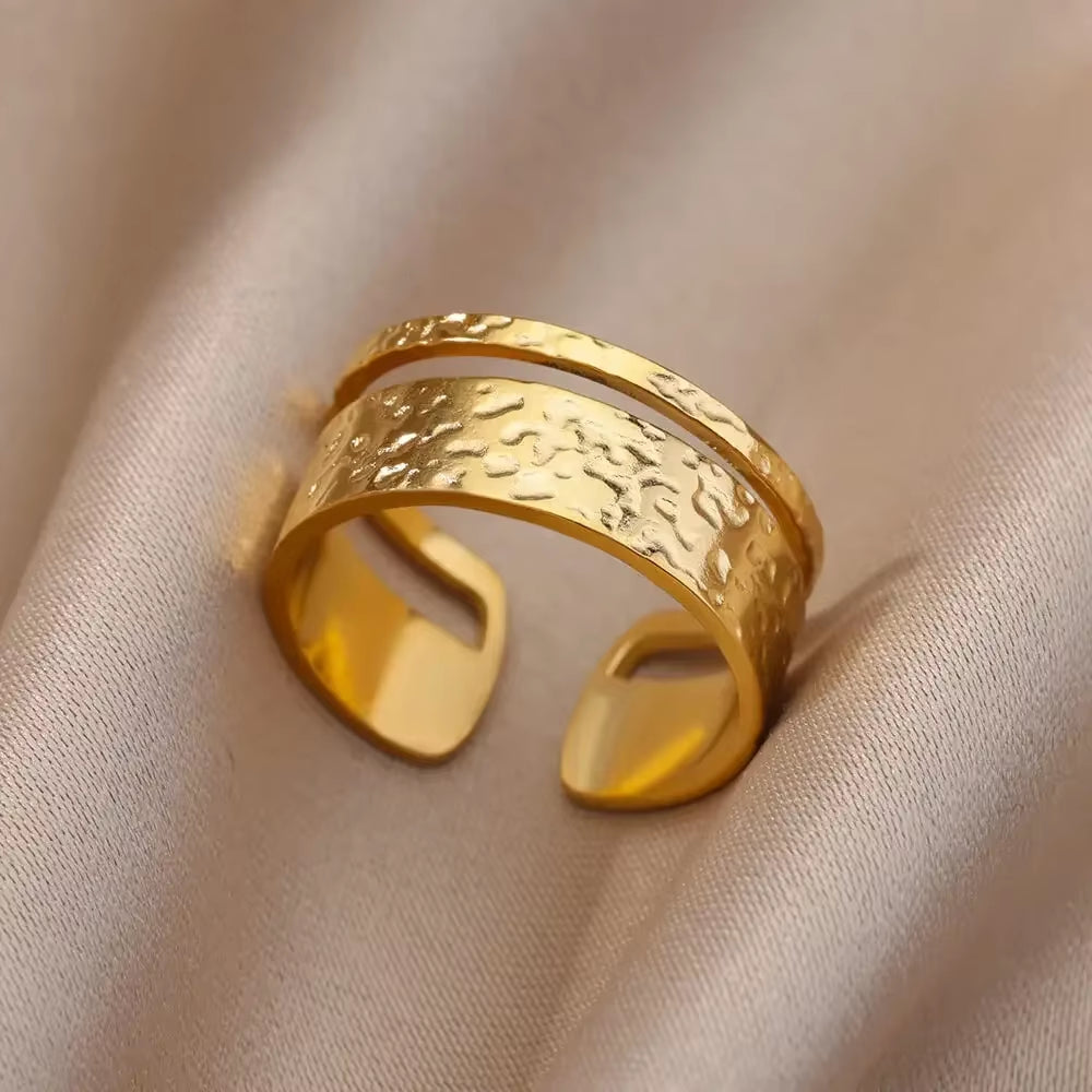 Heart Stainless Steel Gold Wedding Ring