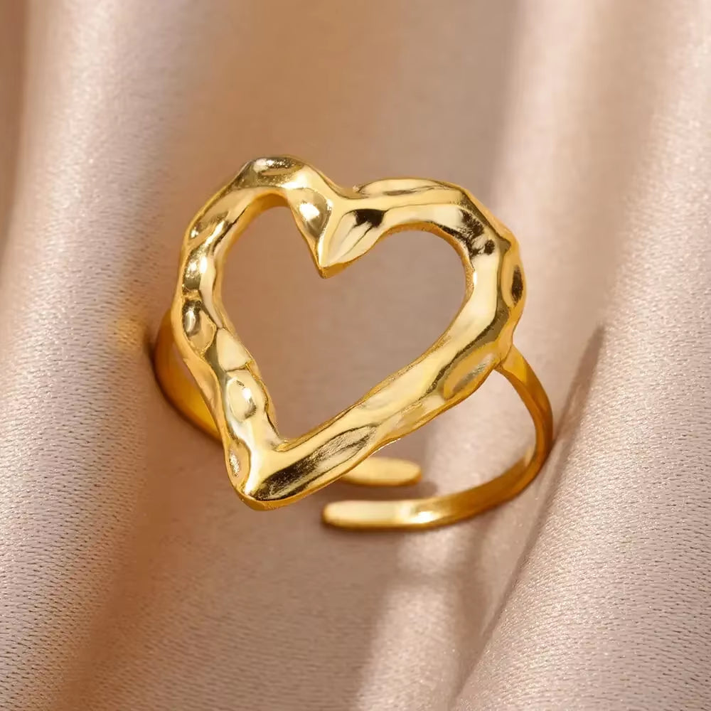 Heart Stainless Steel Gold Wedding Ring