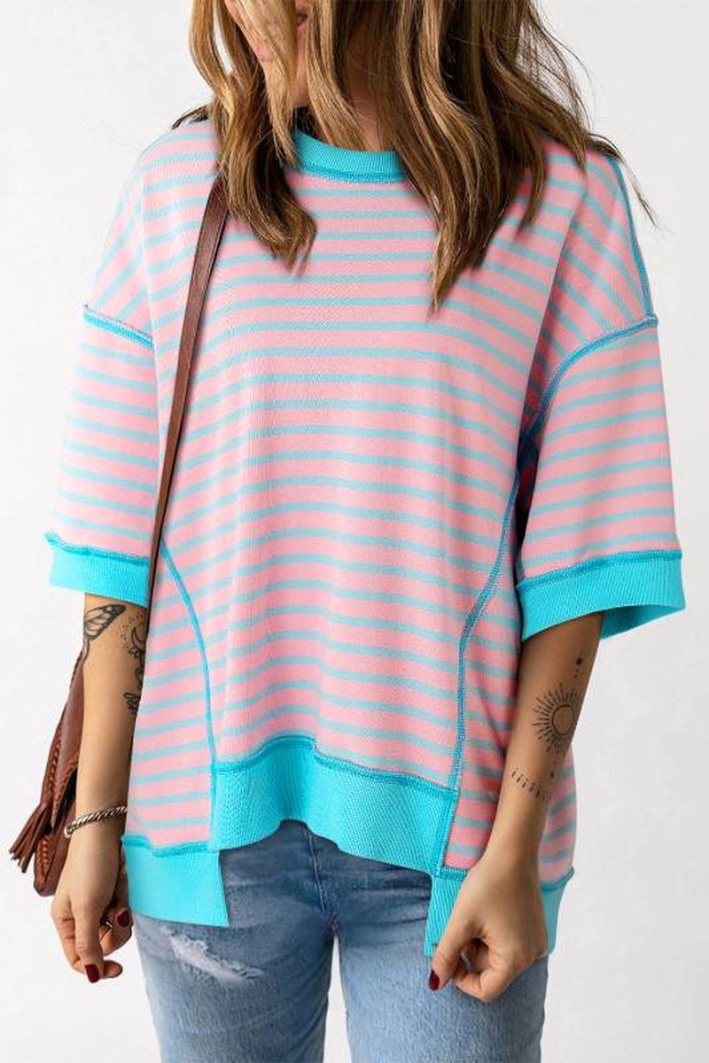 Adley Striped High-Low Oversized Top