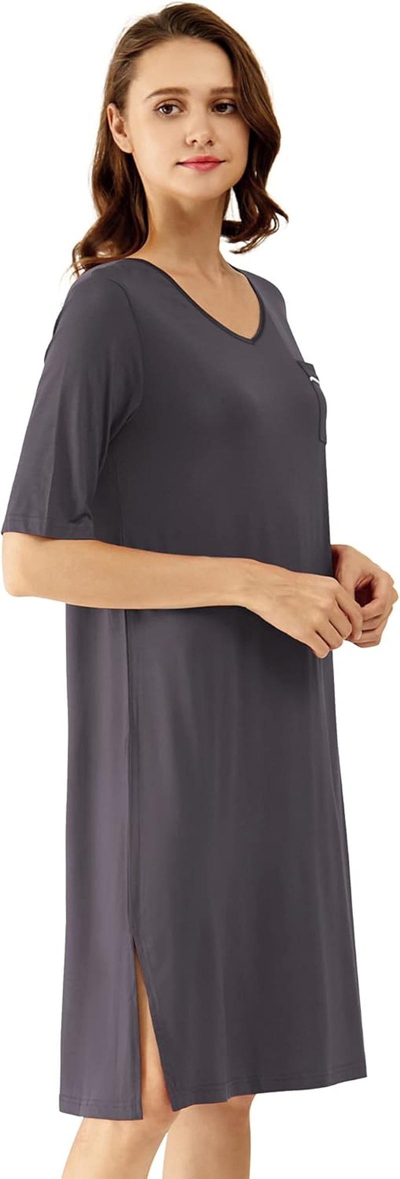 Bamboo V-Neck Short-Sleeve Nightgown
