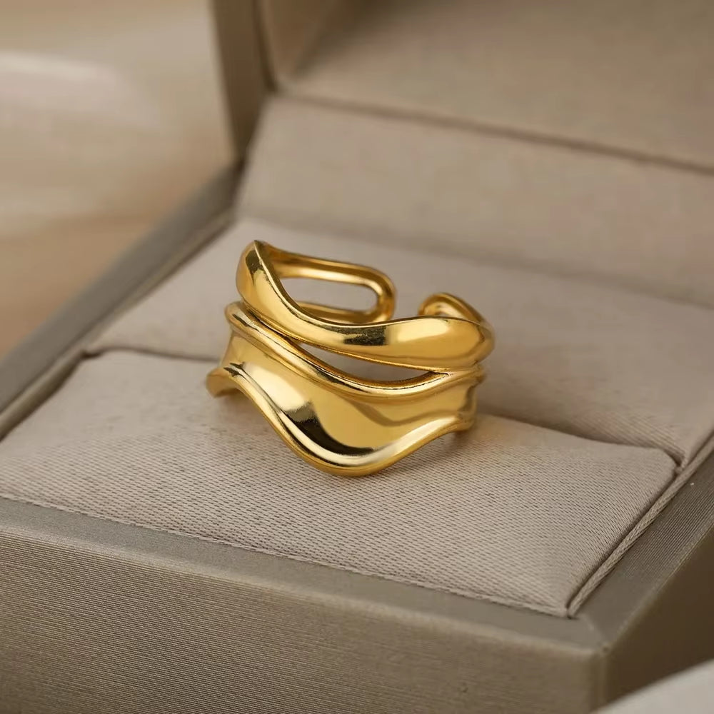 Heart Stainless Steel Gold Wedding Ring