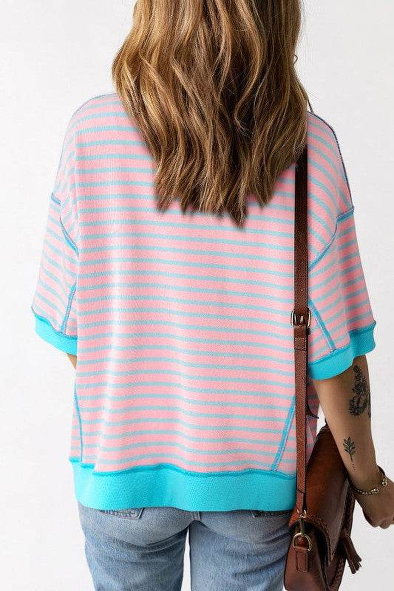 Adley Striped High-Low Oversized Top